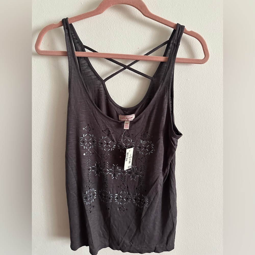 DRESS/TOP Lot - Long Sleeve Purple Dress MEDIUM CAPE JUBY Charcoal Beaded Top - Picture 2 of 8